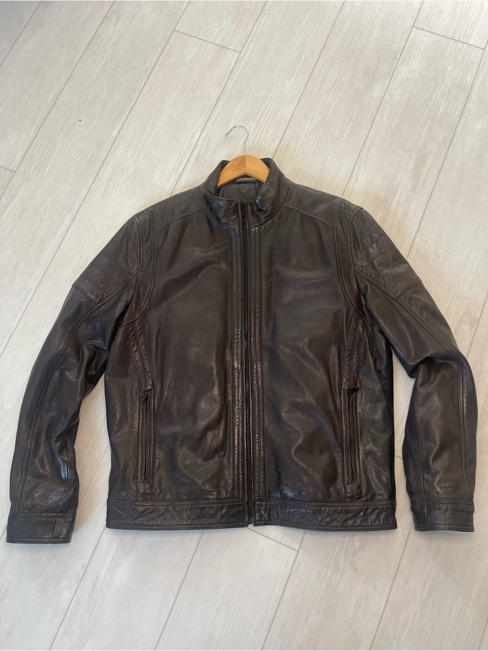 Hugo Boss leather jacket moto full zip